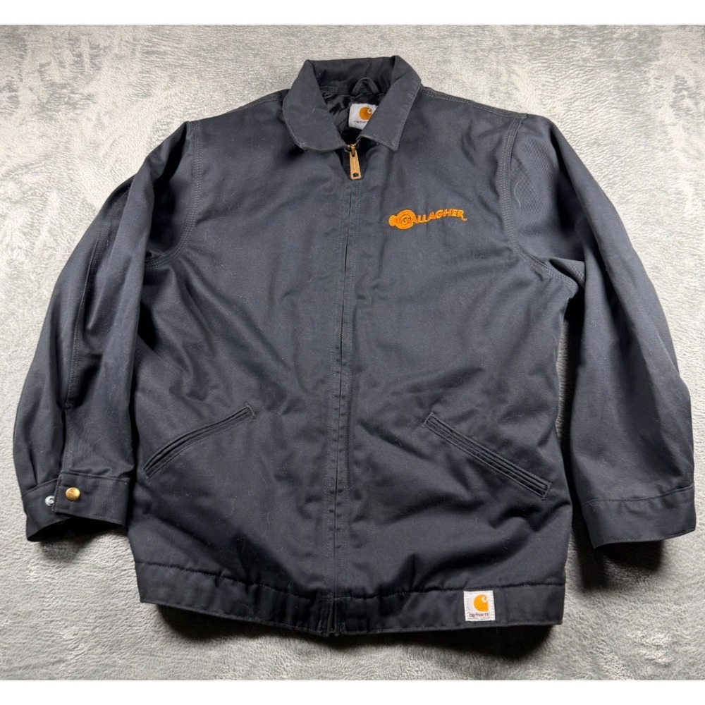 Carhartt J293 Jacket Mens M Black Quilted Lined Gallagher Workwear Embroidered